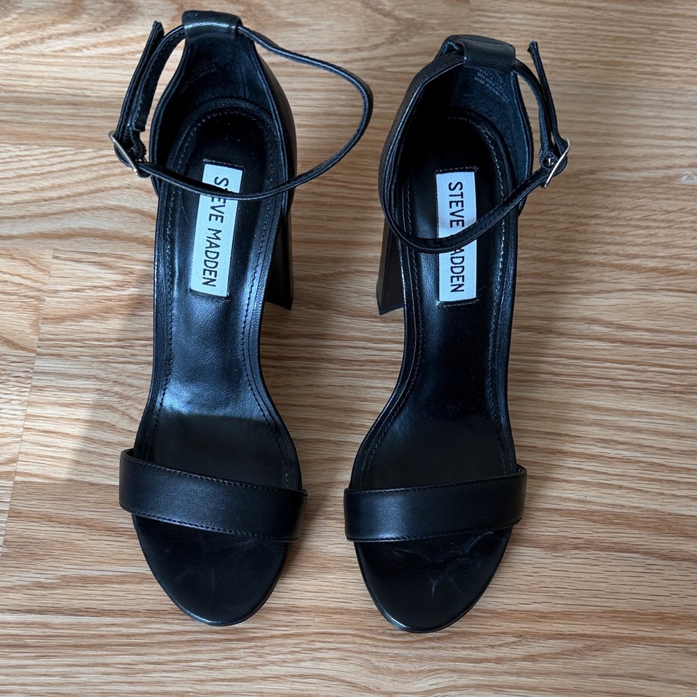 Steve Madden Black Ankle Strap Heels Size 7.5 Women's